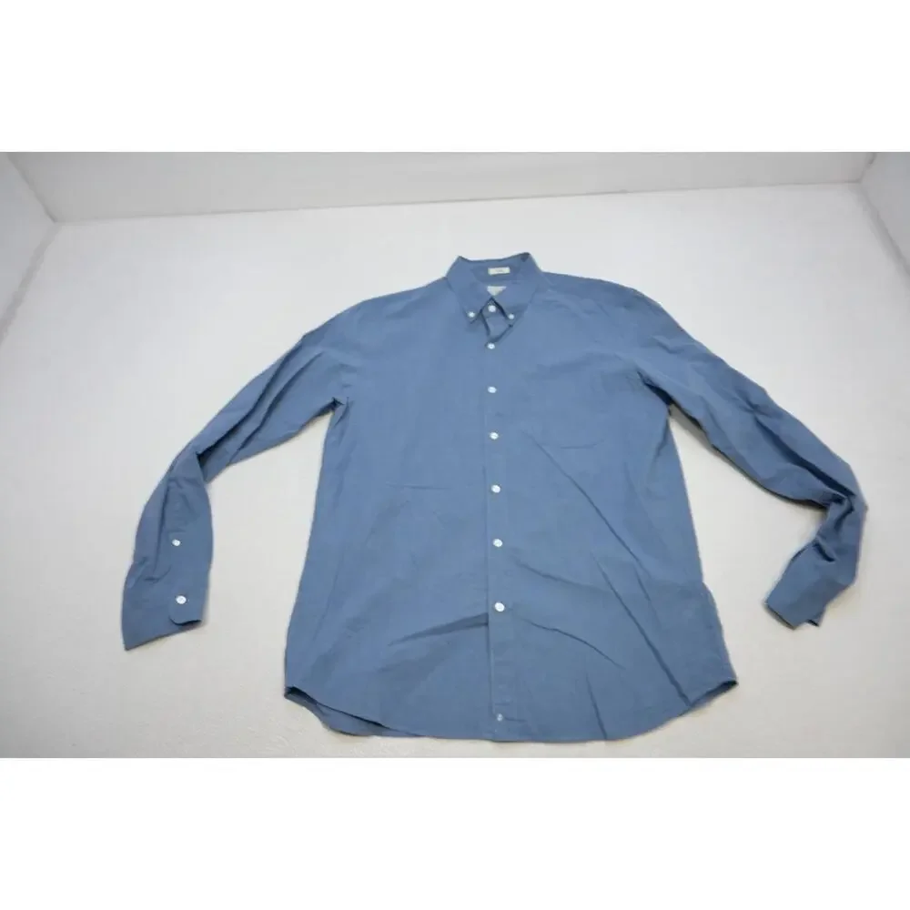 J Crew Slim Fit Dress‎ Shirt Blue Stretch Long Sleeve Button Up Mens Size Large